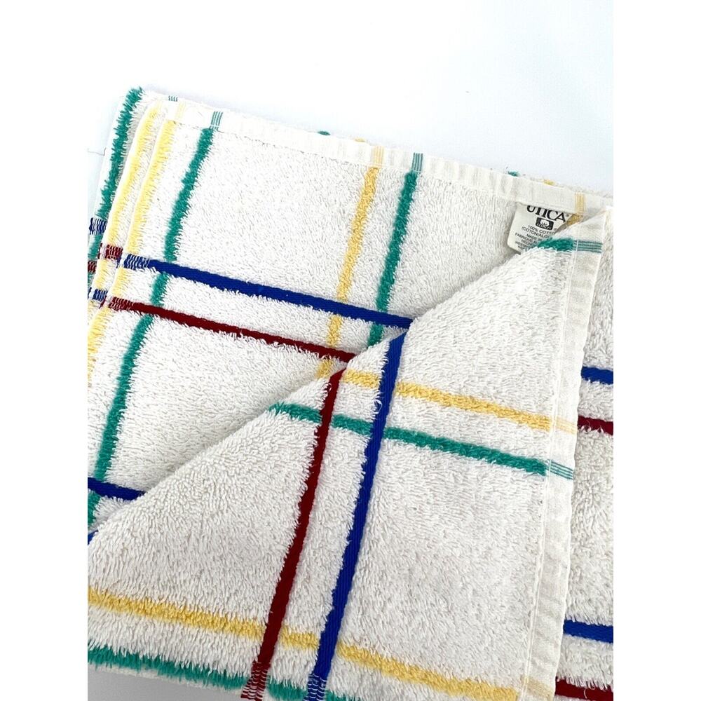 Vintage Utica Primary Color Grid Pattern Bath Towel Movie TV Prop